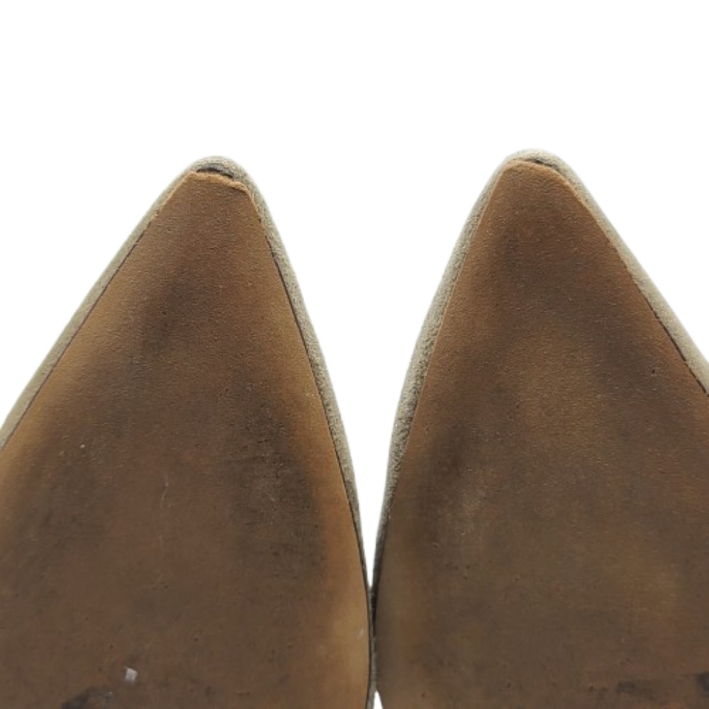 Coach Oakdale Wedge Booties Size 7.5 Tan Suede Zipper Pointed Toe - Picture 16 of 16